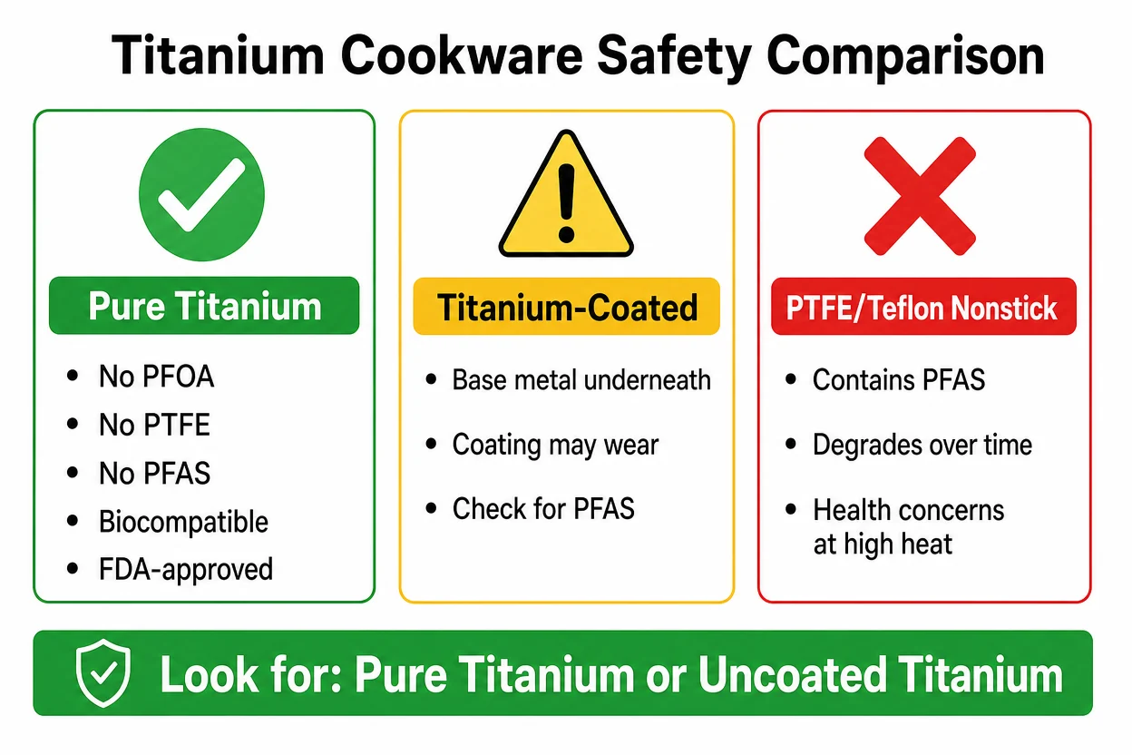 Titanium cookware safety comparison - titanium vs aluminum vs stainless steel chemical properties