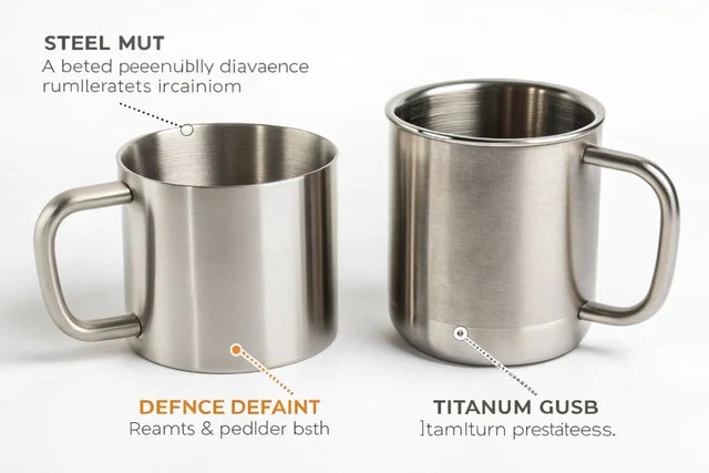 Confronto tra tazze da caffè in titanio, acciaio inox e ceramica